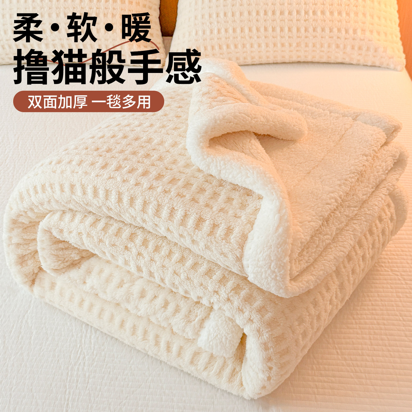 撤标撤柜（XY）提花羊羔绒毛毯加厚冬季珊瑚绒午睡披肩沙发盖毯