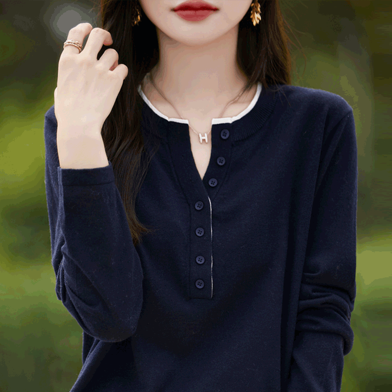 撤柜撤标(A)半开领针织打底衫女款内搭洋气大码女装显瘦秋冬毛衣