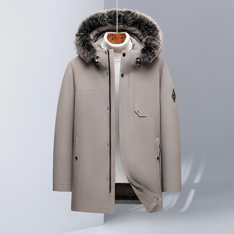 一线撤柜撤标2024年冬季男新款可拆卸内胆皮草毛领连帽羽绒服外套