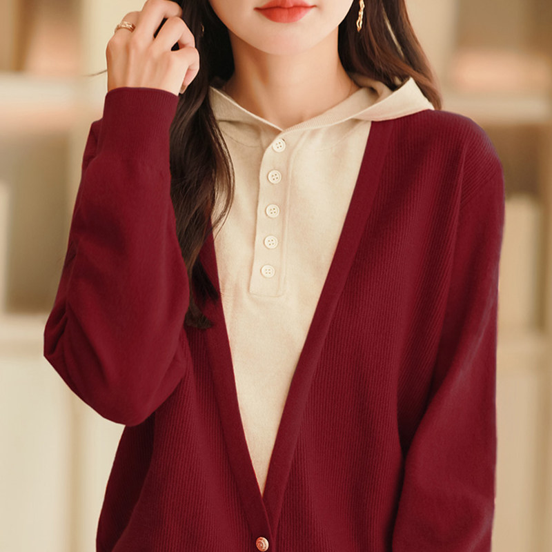 撤标撤柜(A)假两件连帽卫衣针织打底衫女春秋大码女装秋冬毛衣,女装/女士精品,毛针织衫,淘宝优惠券,粉丝福利购,淘宝优惠卷