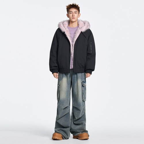 撤标撤柜(N)2025年冬季男士新款休闲宽松简约时尚保暖连帽羽绒服