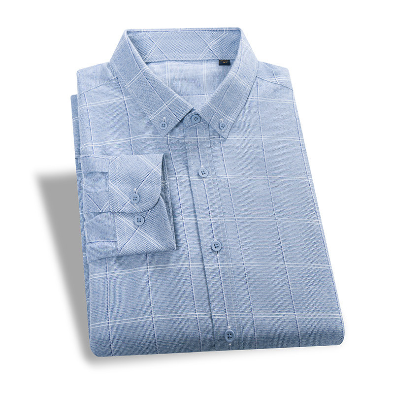 2024年春秋大牌撤标新款制扣领柔软亲肤时尚休闲经典格纹长袖衬衫