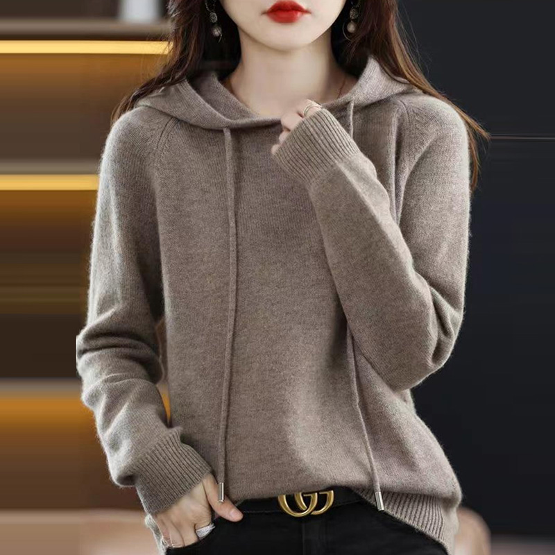 撤标撤柜(A)卫衣爆款连帽针织衫秋冬打底衫上衣洋气休闲大码毛衣