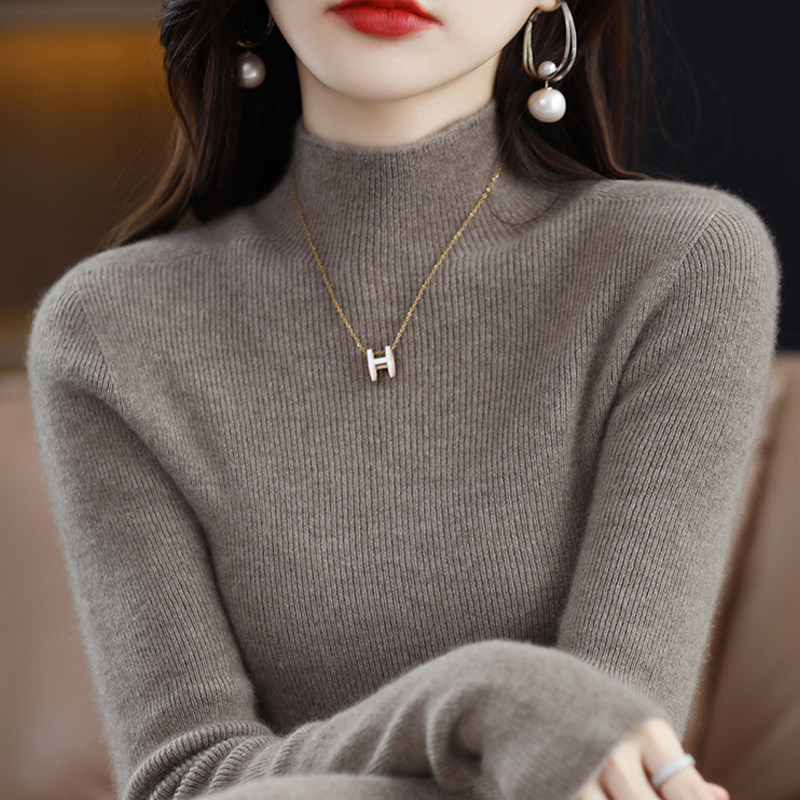 撤标撤柜(A)半高领针织打底衫女秋冬内搭显瘦上衣加大码修身毛衣,女装/女士精品,毛针织衫,淘宝优惠券,粉丝福利购,淘宝优惠卷