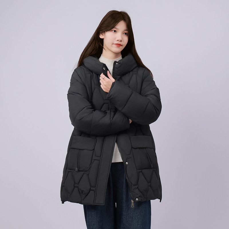 【豆家】撤标撤柜！女士冬季时尚洋气气质中长款保暖连帽棉服外套