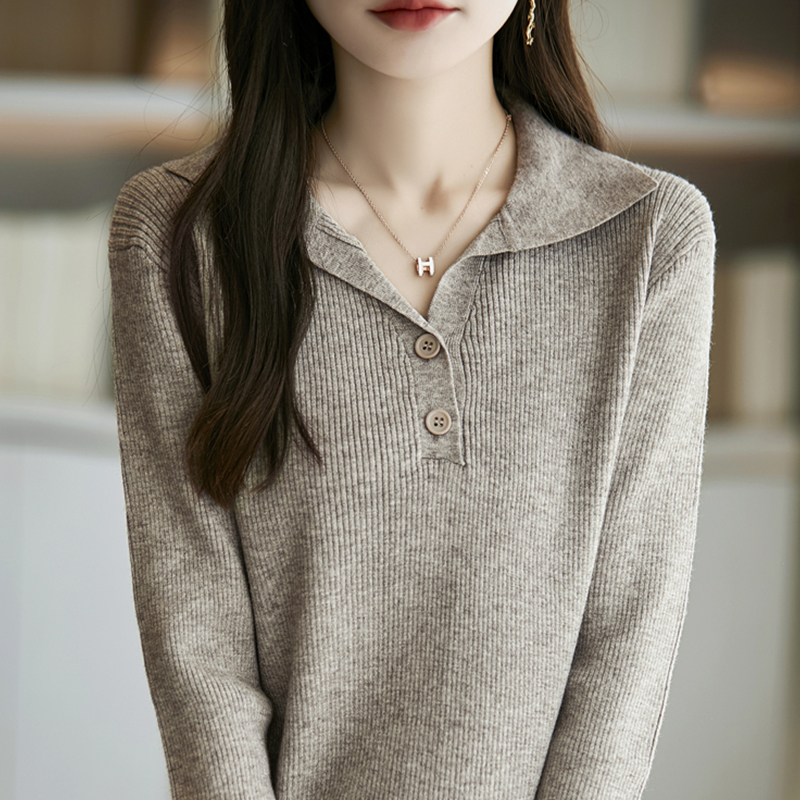 撤柜撤标(A)打底衫女半开领春秋内搭针织上衣加大码女装秋冬毛衣