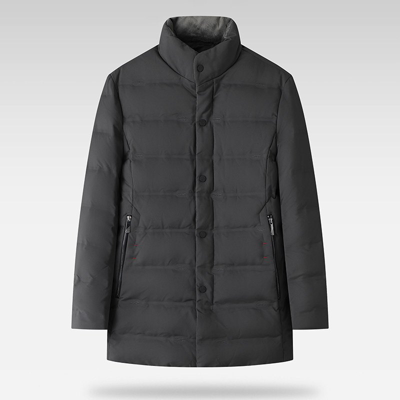 男士2024冬季新款品牌撤柜立领锁温保暖休闲舒适爸爸商务羽绒服男