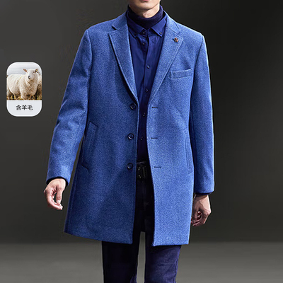 品牌撤柜春秋季男士毛呢大衣中长款羊毛呢子外套冬季单面呢风衣