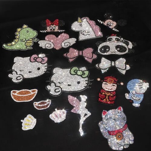 DIY水晶创意车载钻石贴纸个性定制卡通全车贴 中控后视镜车装饰贴