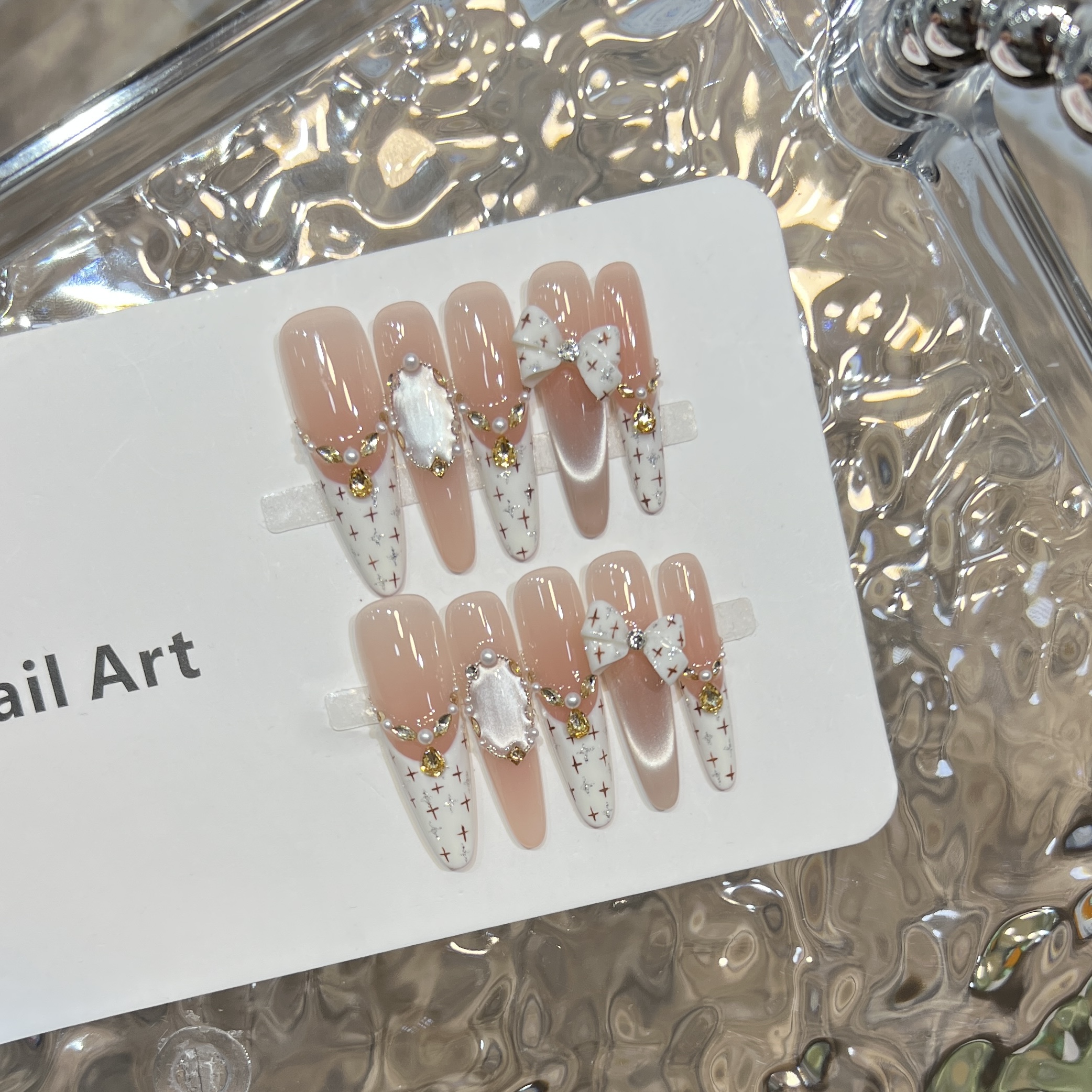 法式蝴蝶结穿戴甲高级定制