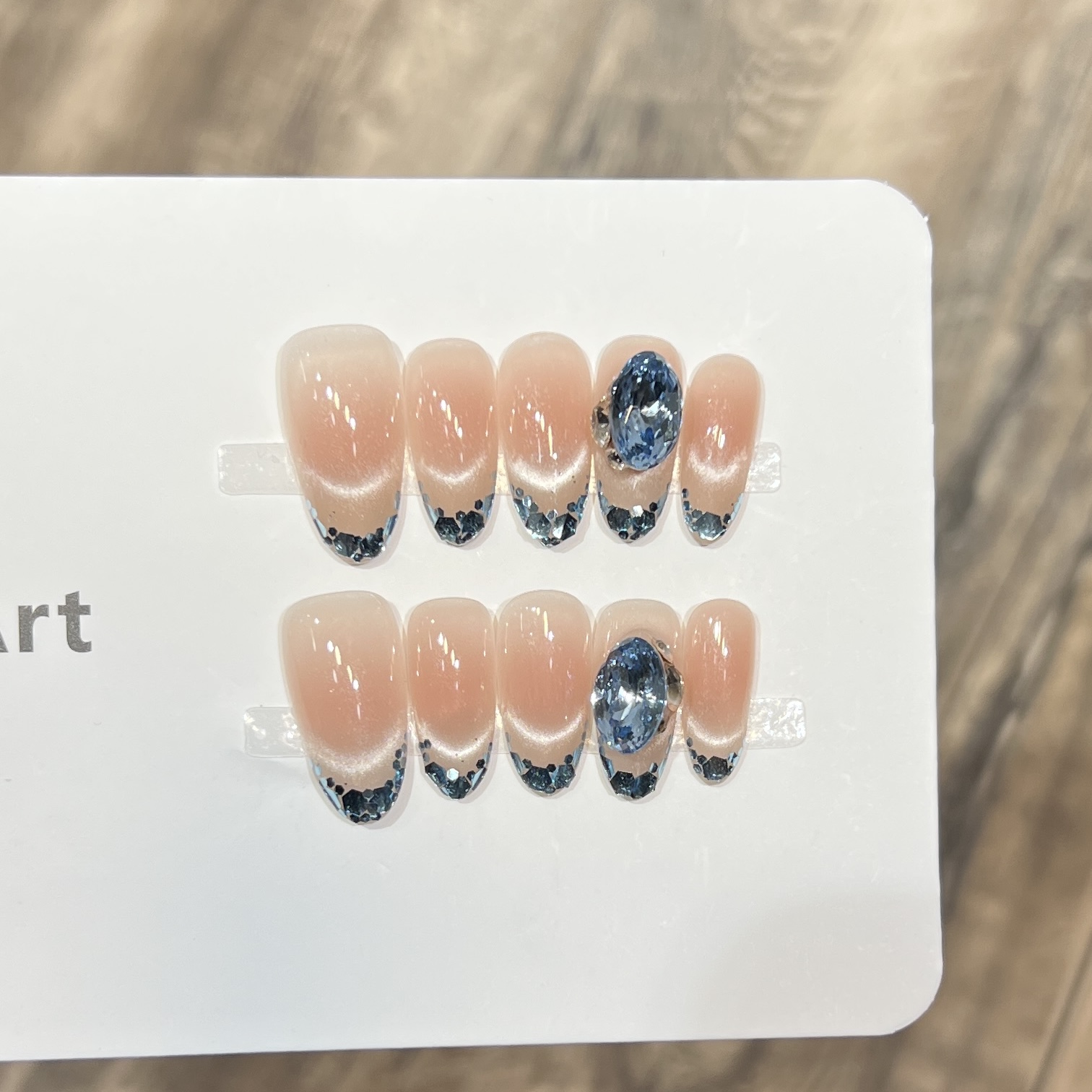 碎冰蓝猫眼手工穿戴甲