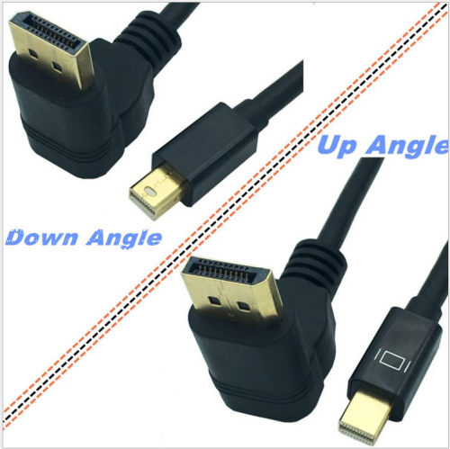 镀金mini Displayport转dp90度上下弯头线公公显卡接显示器连接线