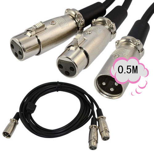 卡侬一公分二母线话筒线XLR M - 2 XLR F y cable splitter 0.5米
