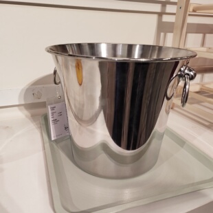 宜家索德兰克葡萄酒冷却罐银色带拉手冰酒桶不锈钢20厘米简约耐用