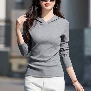 外穿秋衣百搭帽衫 连帽长袖 打底衫 卫衣2025早秋新款 上衣 t恤女薄款