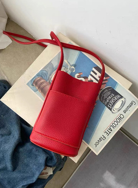 红色包包女士2025新款韩国休闲斜挎手机包ins简约时尚迷你小包包