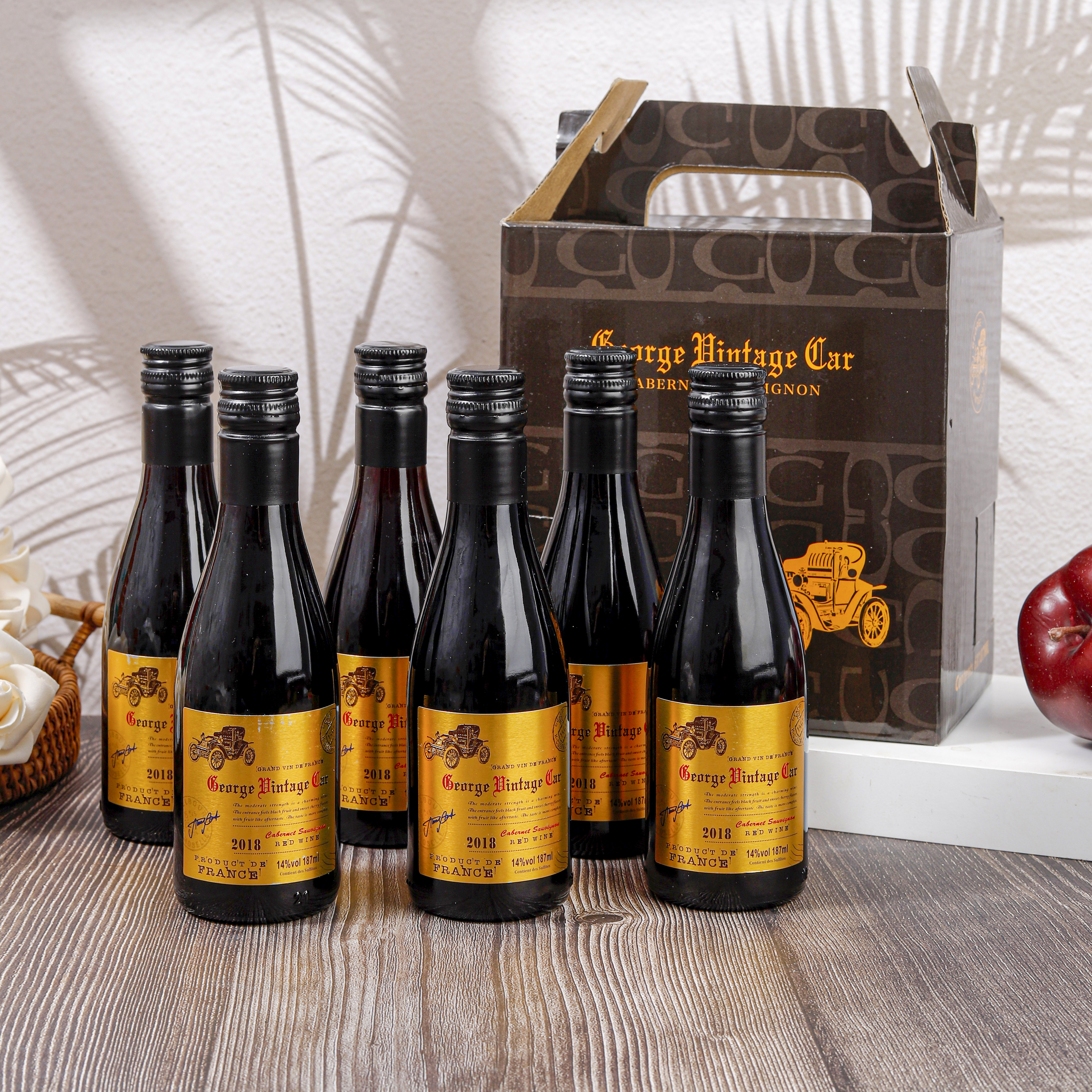 法国小瓶红酒珍藏金标老爷车原装进口AOP14度葡萄酒187ml礼盒装,酒类,干红静态葡萄酒,淘宝优惠券,粉丝福利购,淘宝优惠卷