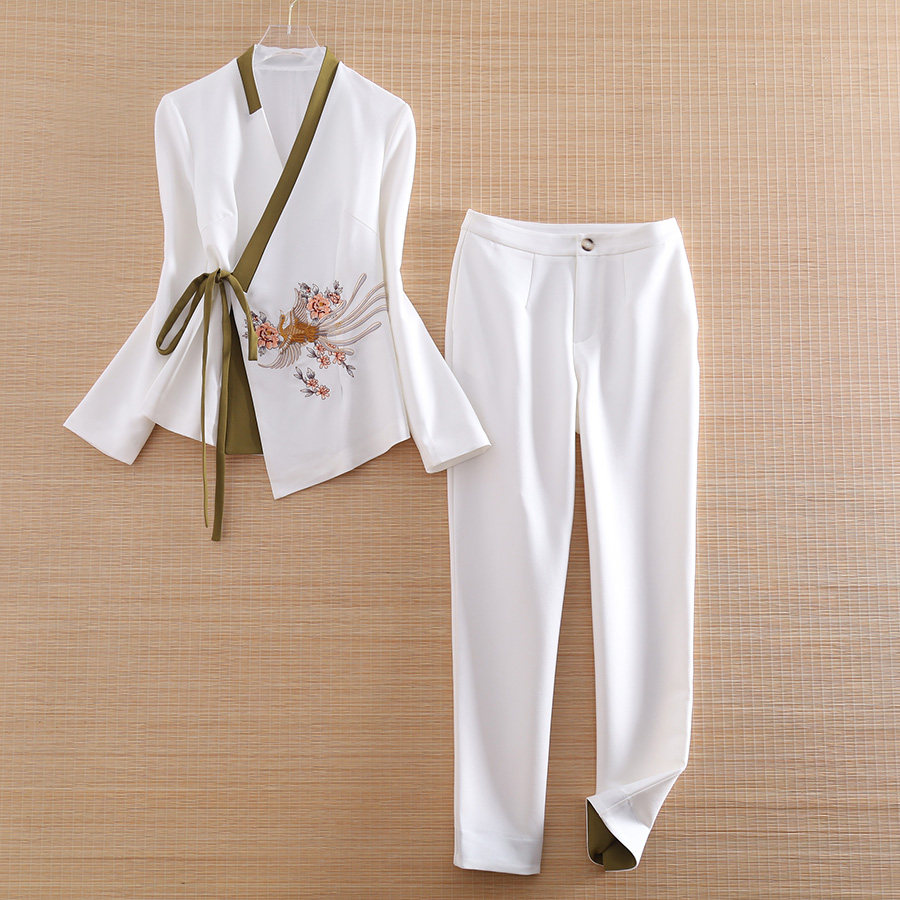 美伦民族风套装汉服系带休闲裤