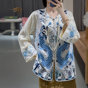 美伦中国风汉服新中式高品质醋酸马甲2025双龙重工刺绣宽松马夹