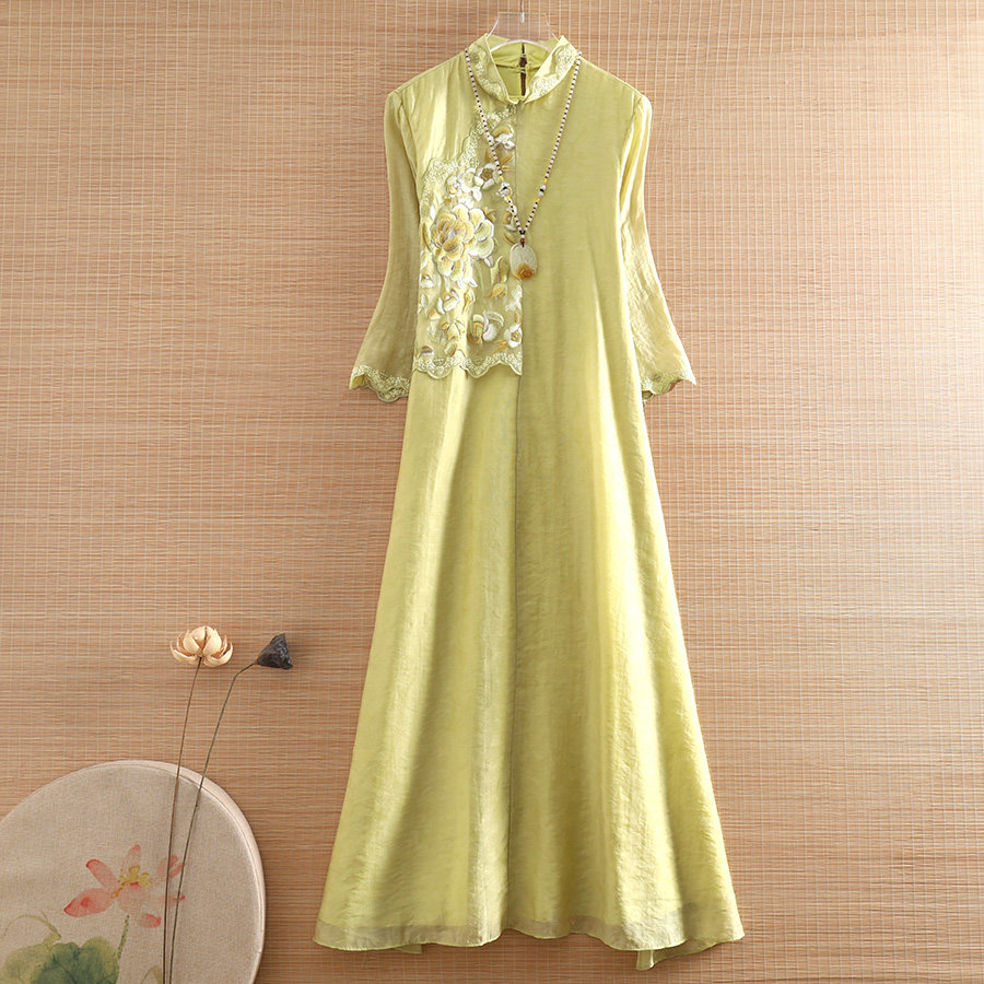 美伦民族风改良旗袍古汉服2025重工刺绣禅意茶服显瘦a字裙连衣裙,女装/女士精品,旗袍,淘宝优惠券,粉丝福利购,淘宝优惠卷