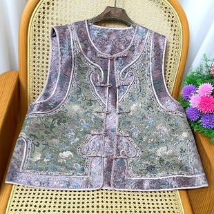 美伦桑蚕丝蜀锦提花马甲女2025非遗重工新中式外搭晚宴通勤高级感