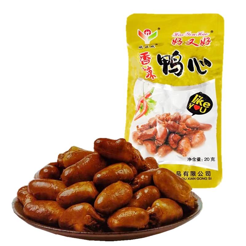 香辣鸭心好又好威益威即食卤味熟食学生休闲旅游下酒鸭肉麻辣零食