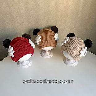 卡通手掌宝宝帽子秋冬款针织帽男女宝冬季加厚保暖婴儿毛线帽2025