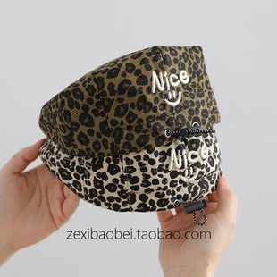 儿童帽子春秋款前进帽男女童豹纹图案宝宝贝雷帽2026新款百搭潮流