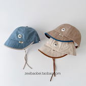 宝宝遮阳帽大帽檐夏季 男女宝婴儿防晒帽防紫外线儿童渔夫帽子 薄款