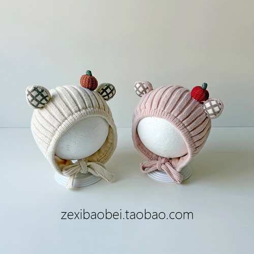 宝宝帽子秋冬款毛线帽可爱超萌男女宝针织帽婴儿护耳帽冬季保暖潮