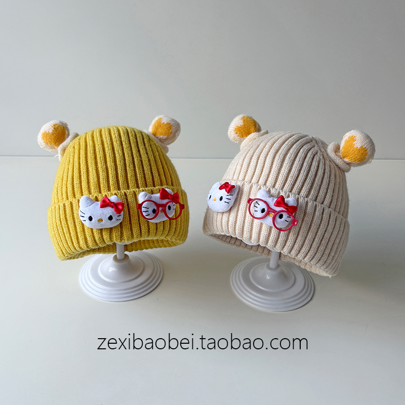 婴儿帽子6到12个月秋冬款毛线帽可爱小月龄宝宝套头毛线帽男女宝