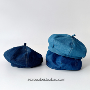 宝宝帽子春秋薄款八角帽男女宝南瓜帽牛仔布儿童贝雷帽2025新款潮