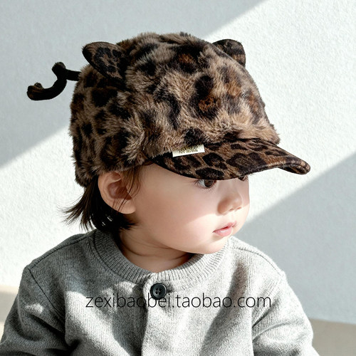 宝宝秋冬洋气复古豹纹棒球帽