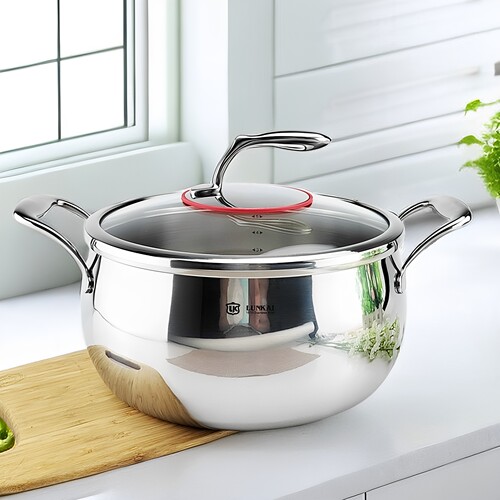 伦凯18/10不锈钢锁水汤锅欧式