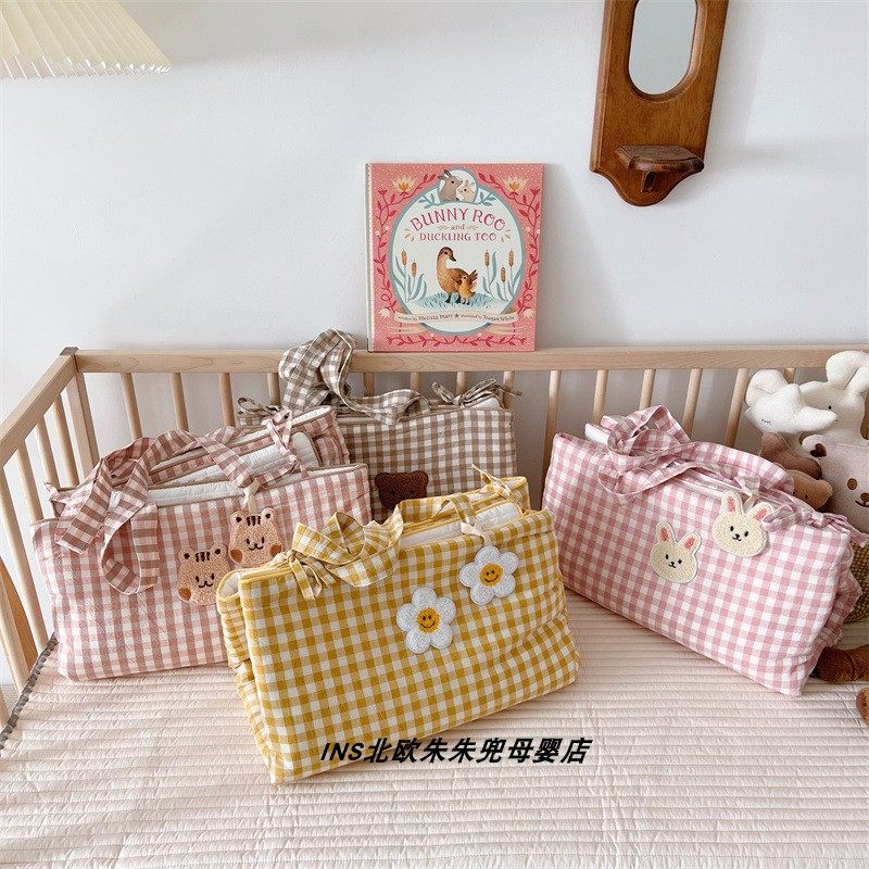 ins风北欧全棉格子儿童幼儿园加厚绗缝便携手提垫子可爱宝宝床垫,婴童用品,婴童床垫,淘宝优惠券,粉丝福利购,淘宝优惠卷