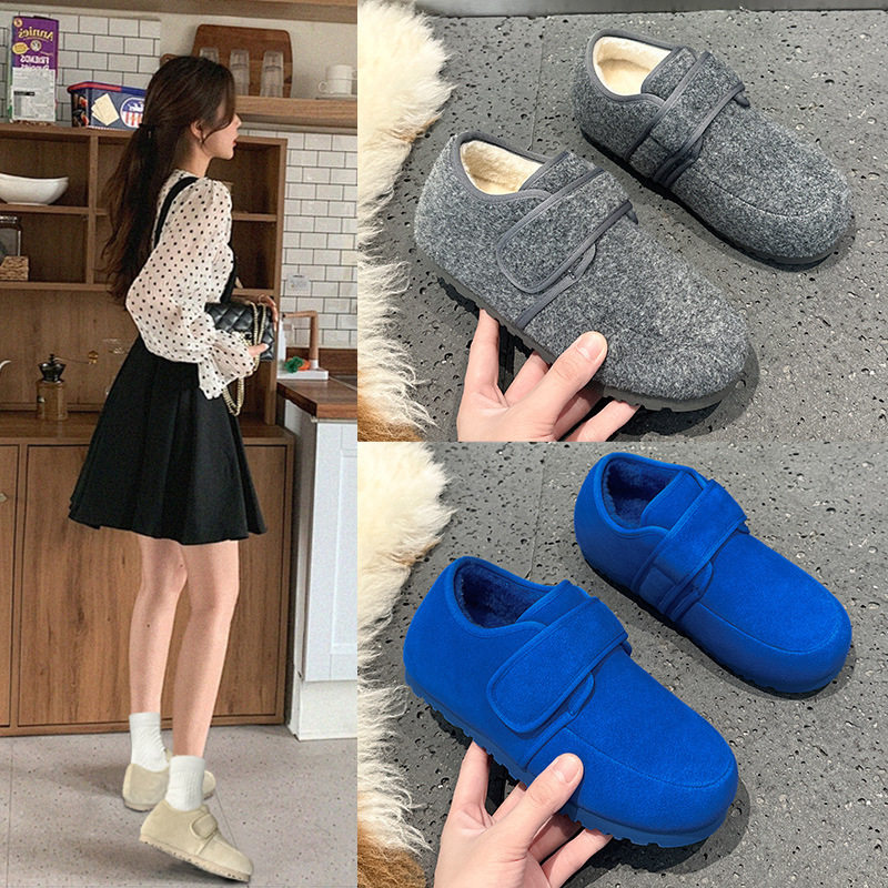 真皮棉鞋女冬加绒面包鞋2026年新款毛毛鞋内增高勃肯鞋复古休闲鞋