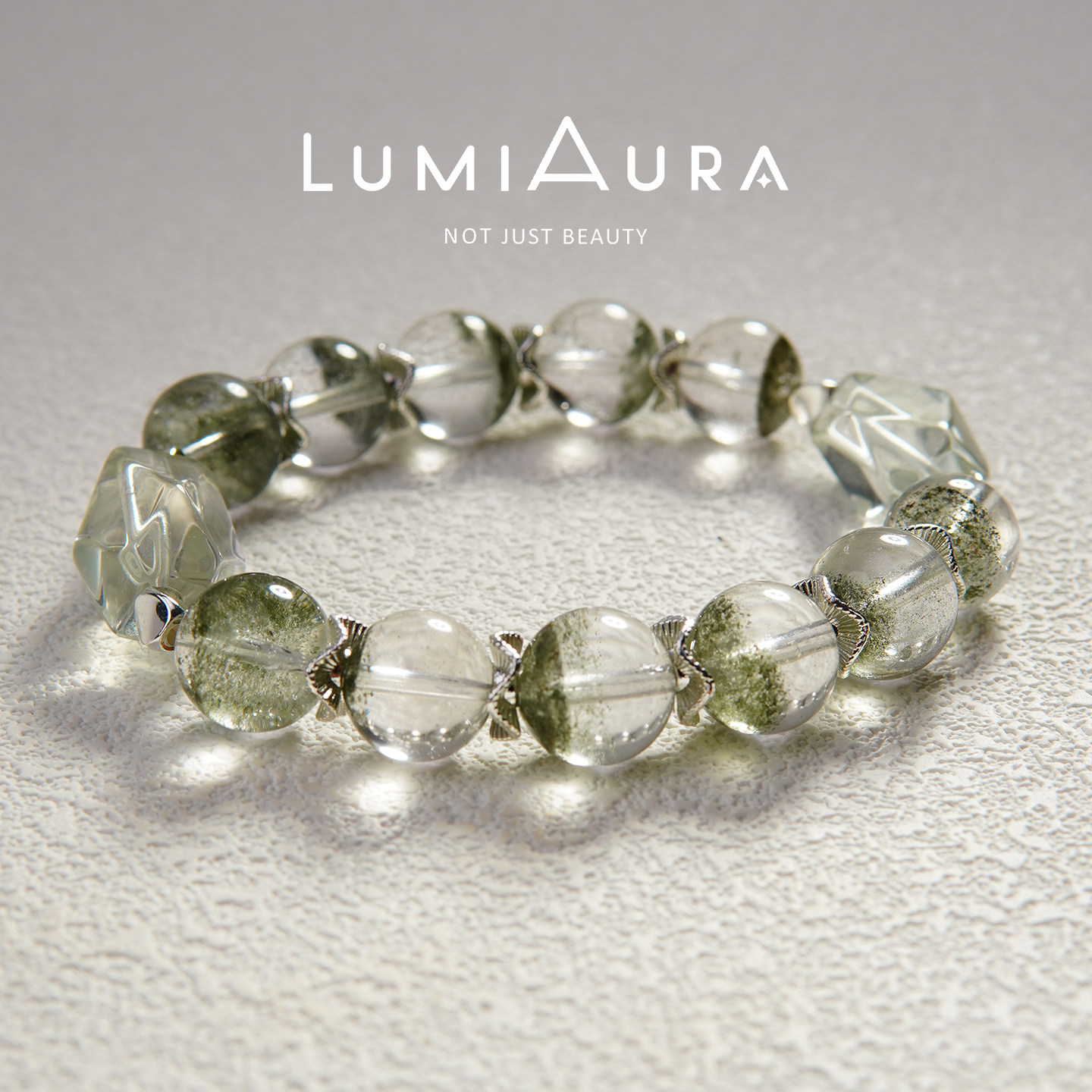 「烟雨南浔」天然绿幽灵水晶手串招财富诗意守护浪漫文艺原创设计