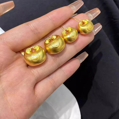 金包银大小胖福锁包吊坠小金坨宝宝平安福锁挂坠饰品项链坠送女友