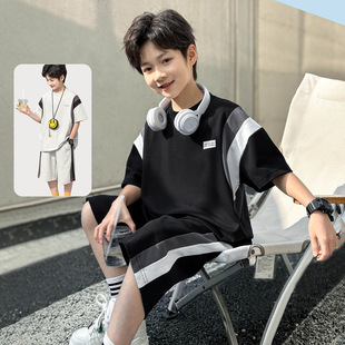 中大儿童男装一米二三四五六年级七八九十岁小孩夏衣服休闲套装薄