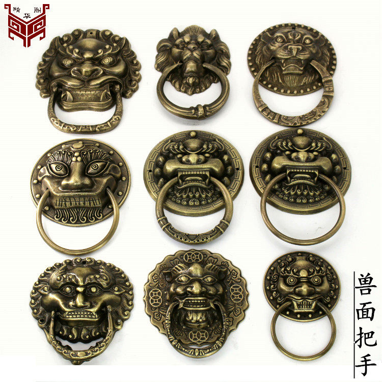 大门拉手仿古中式兽面虎头拉环图片