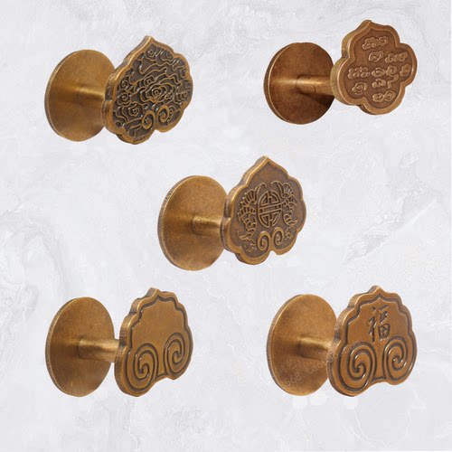 精华铜艺黄铜免打孔免钉挂钩