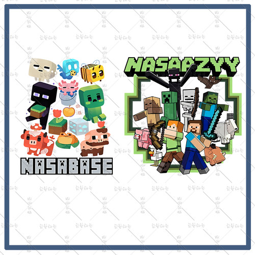 我的世界MINECRAFT游戏白墨印花装饰贴胶印热转印烫画贴图案定制