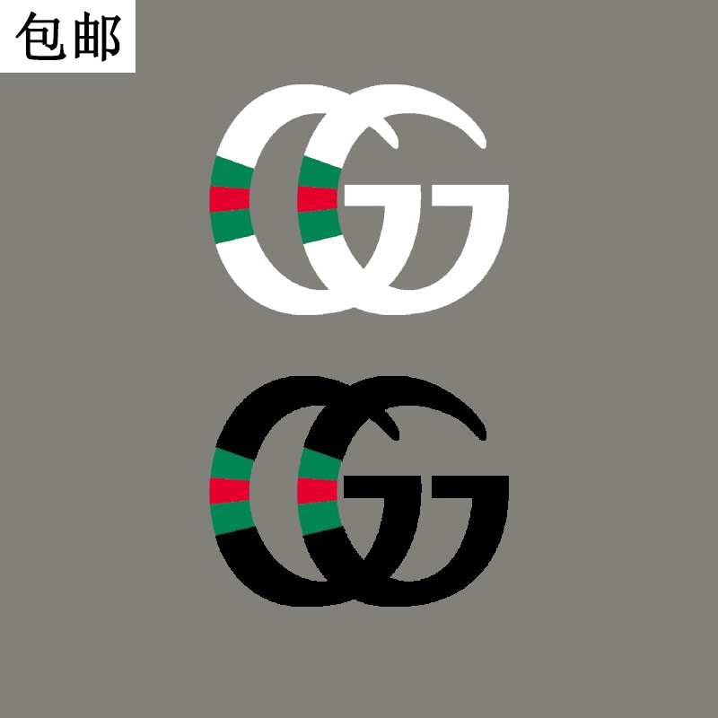 潮牌ins网红双g字母贴gg热转印衣服胶印辅料贴柯式过粉胶片烫画贴
