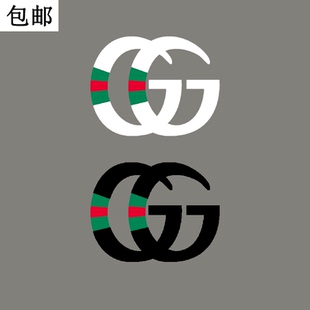 潮牌ins网红双G字母贴GG热转印衣服胶印辅料贴柯式过粉胶片烫画贴