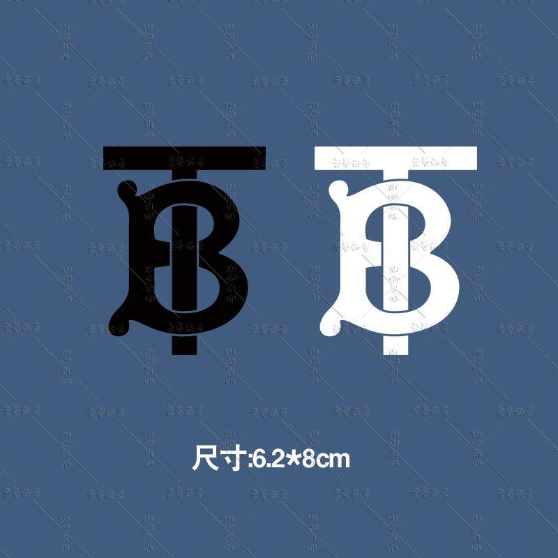 TB字母贴潮牌ins小标热转印衣服胶印辅料贴柯式过粉胶片烫画贴