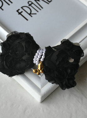 韩国进口玫瑰绢花弹簧横夹顶夹公主头CHRIST正品发饰头饰特价清仓