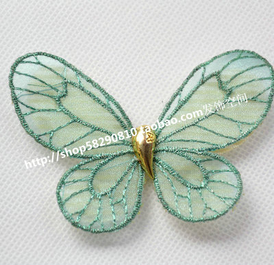 蝴蝶绢纱刺绣甜美风大小号刘海贴