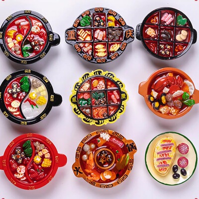 2025年旅游纪念品重庆火锅冰箱贴中国地方菜系食玩冰箱贴对对碰