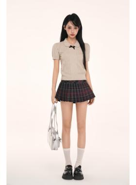 BYEMYPIE美式辣妹格纹百褶短裙女显瘦穿搭包臀A字半身裙jk纯欲风