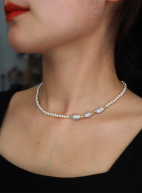 suu 设计款法式复古气质650色施家珍珠混搭淡水无核keshi珍珠项链